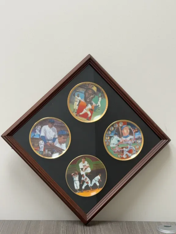 Vintage 1988-1992 Sports Impressions Mini Baseball Plate Collection w/ Mounting Frame