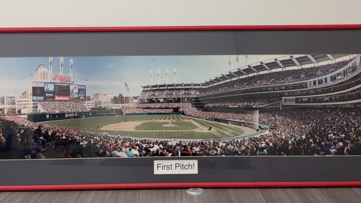 Vintage Jacob's Field Cleveland Indians "First Pitch" Framed Photo