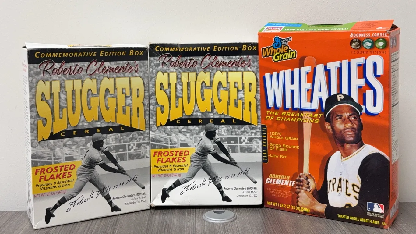 Vintage 3 Roberto Clemente Comemerative Cereal Boxes (Empty)