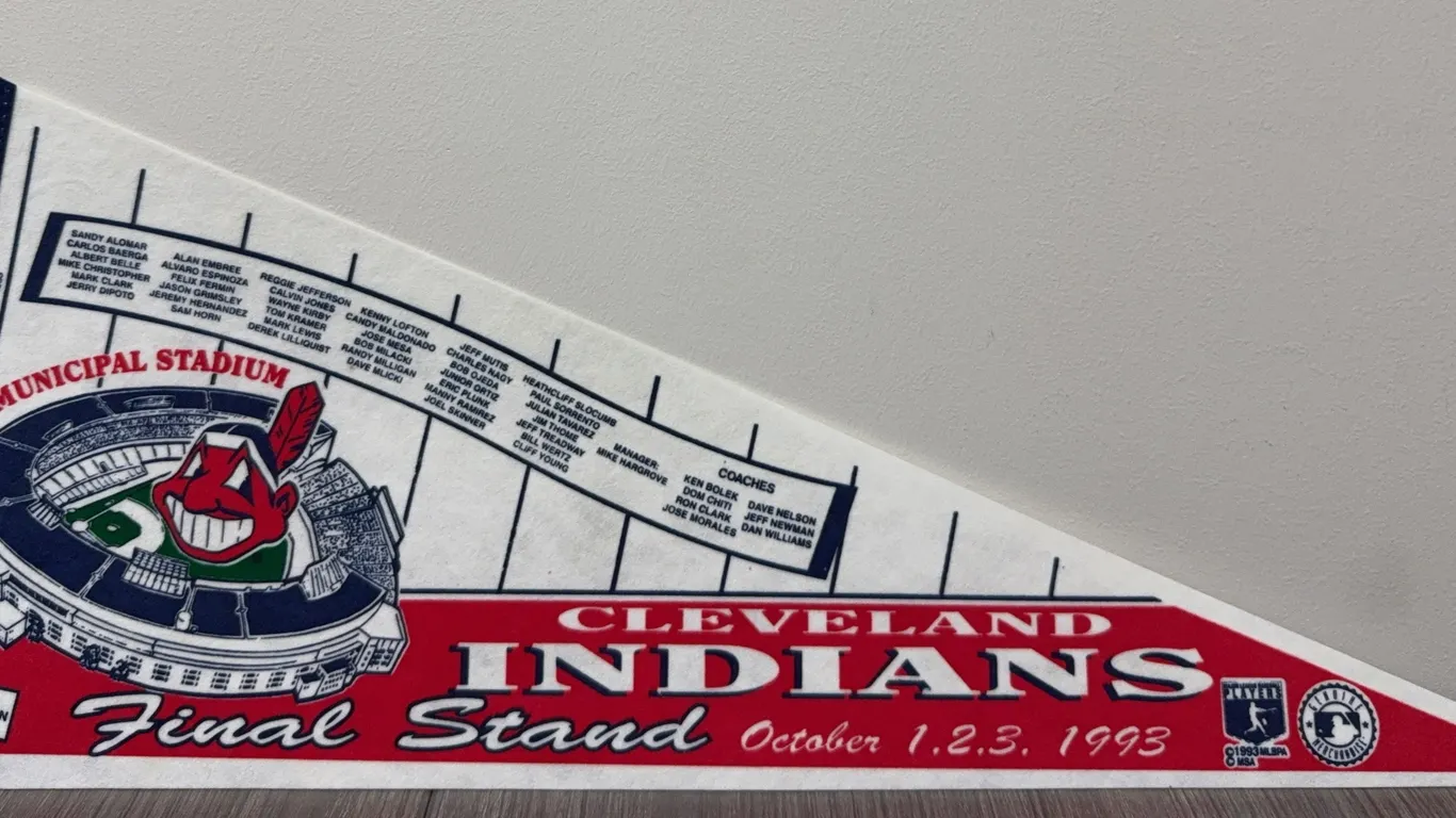 1993 Cleveland Indians Municipal Stadium Final Stand Souvenir Pennant