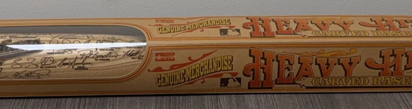 NEW 1997 Cleveland Indians World Series Team Heavy Hitter Carved 35” Baseball Bat