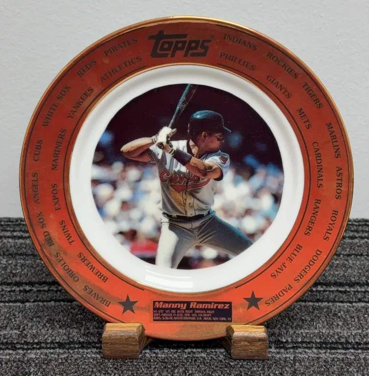 Manny Ramirez, Cleveland Indians, Topps Collectors Plate w/ 24K Gold Plated Trim Ltd Edt #2641