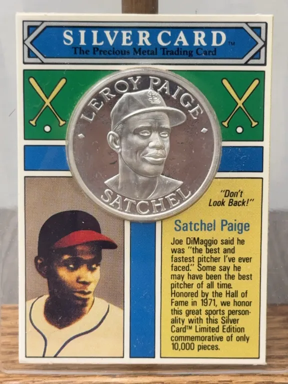 1993 Satchel Paige Silvercard 1 OZ .999 Pure Fine Silver Coin - Limited Edition to 10,000