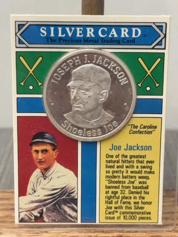 1993 "Shoeless Joe" Jackson Silvercard 1 OZ .999 Pure Fine Silver Coin - Limited Edition to 10,000