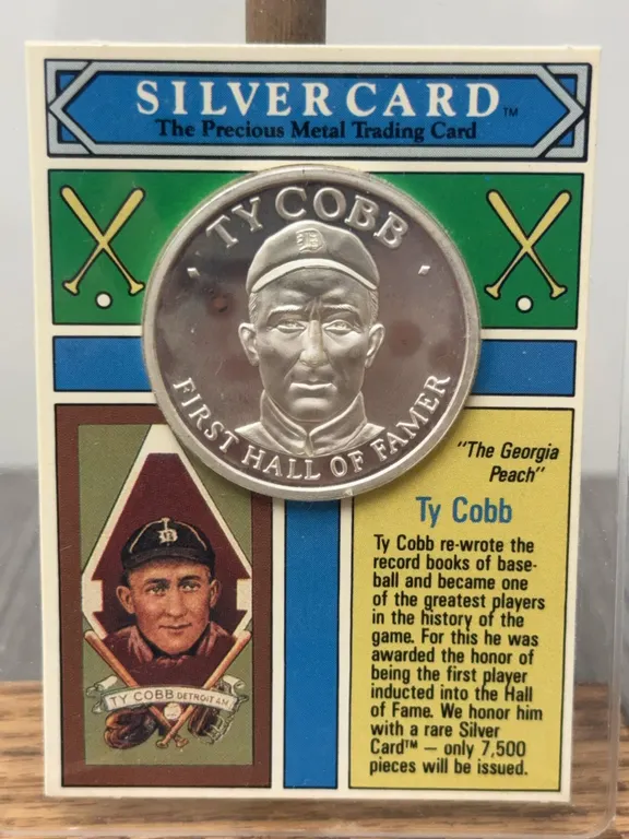 1992 Ty Cobb Silvercard 1 OZ .999 Pure Fine Silver Coin - Limited Edition to 7,500
