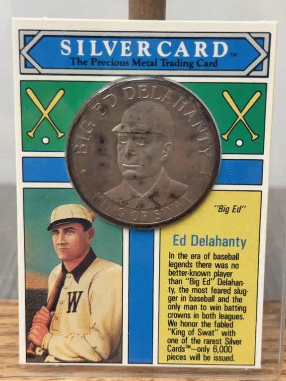 1993 "Big Ed" Delahanty Silvercard 1 OZ .999 Pure Fine Silver Coin - Limited Edition to 6,000