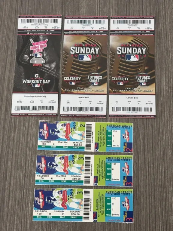 6 Vintage Cleveland Indians Ticket Stubs