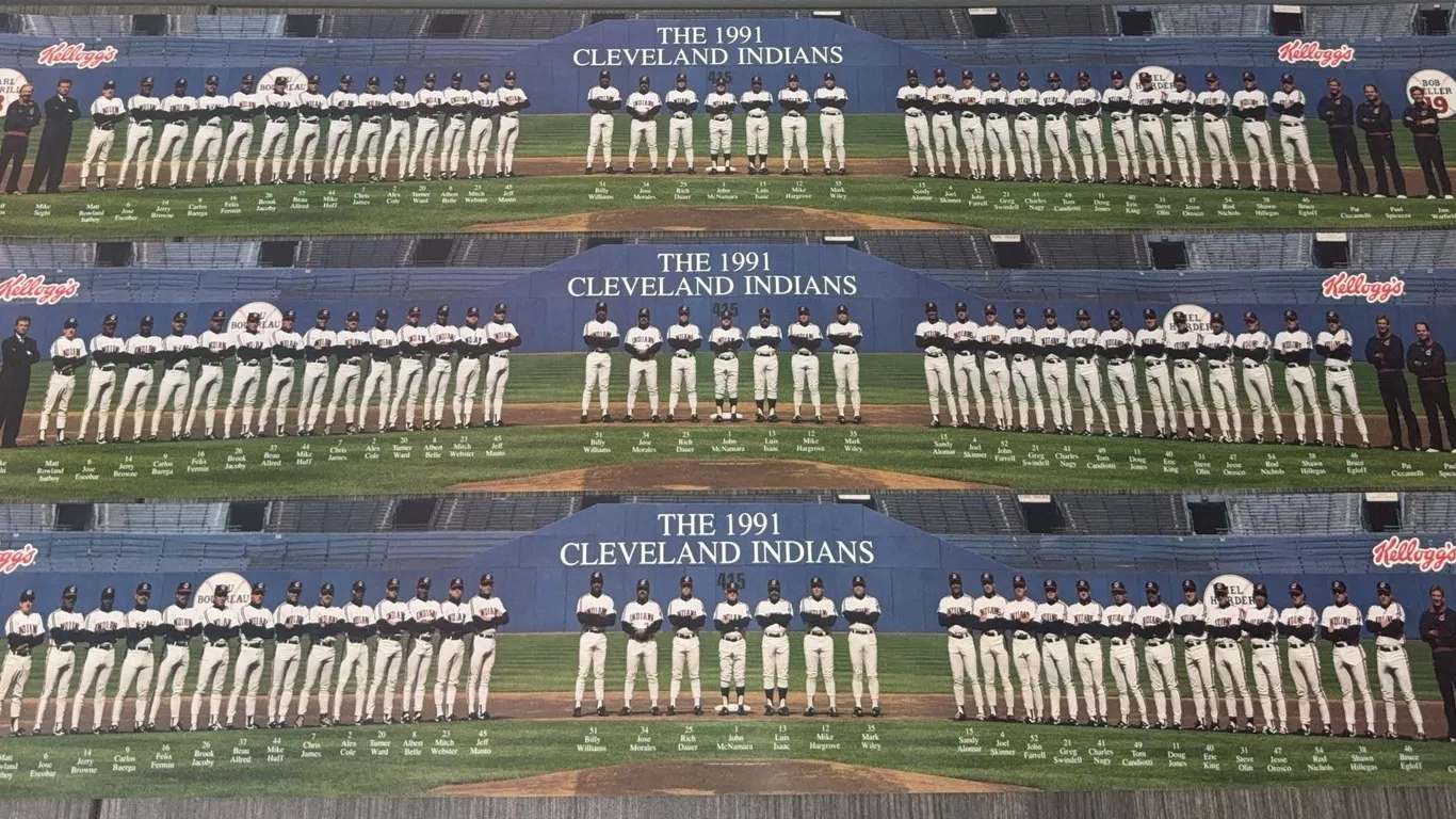 3 Vintage 1991 Cleveland Indians Long Team Photo