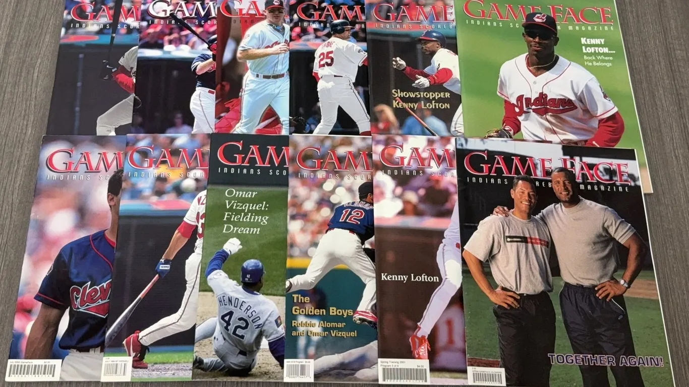 12 Vintage Game Face Cleveland Indiand Souvenir Programs - Most Appear Brand New