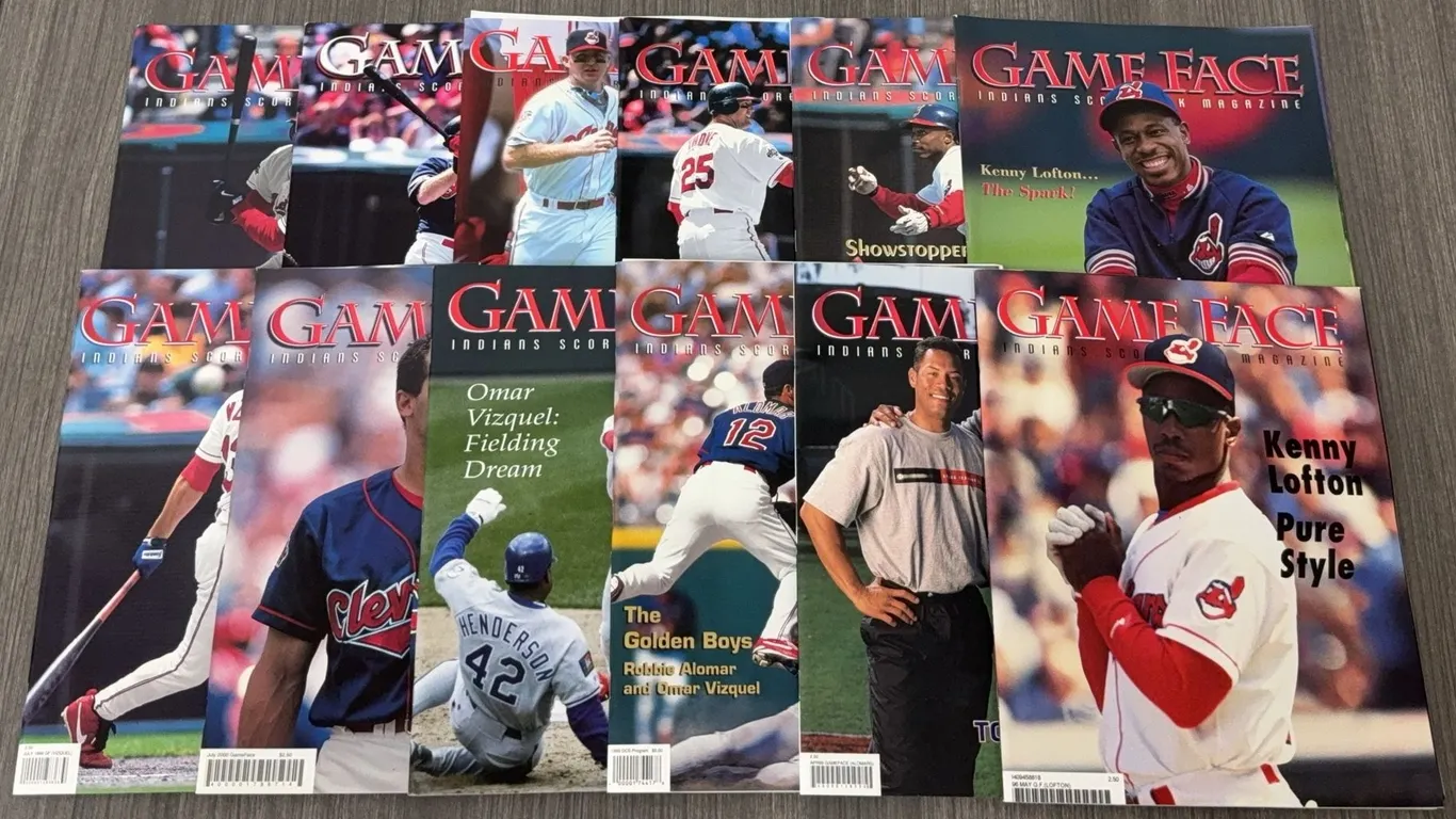 12 Vintage Game Face Cleveland Indiand Souvenir Programs - Most Appear Brand New