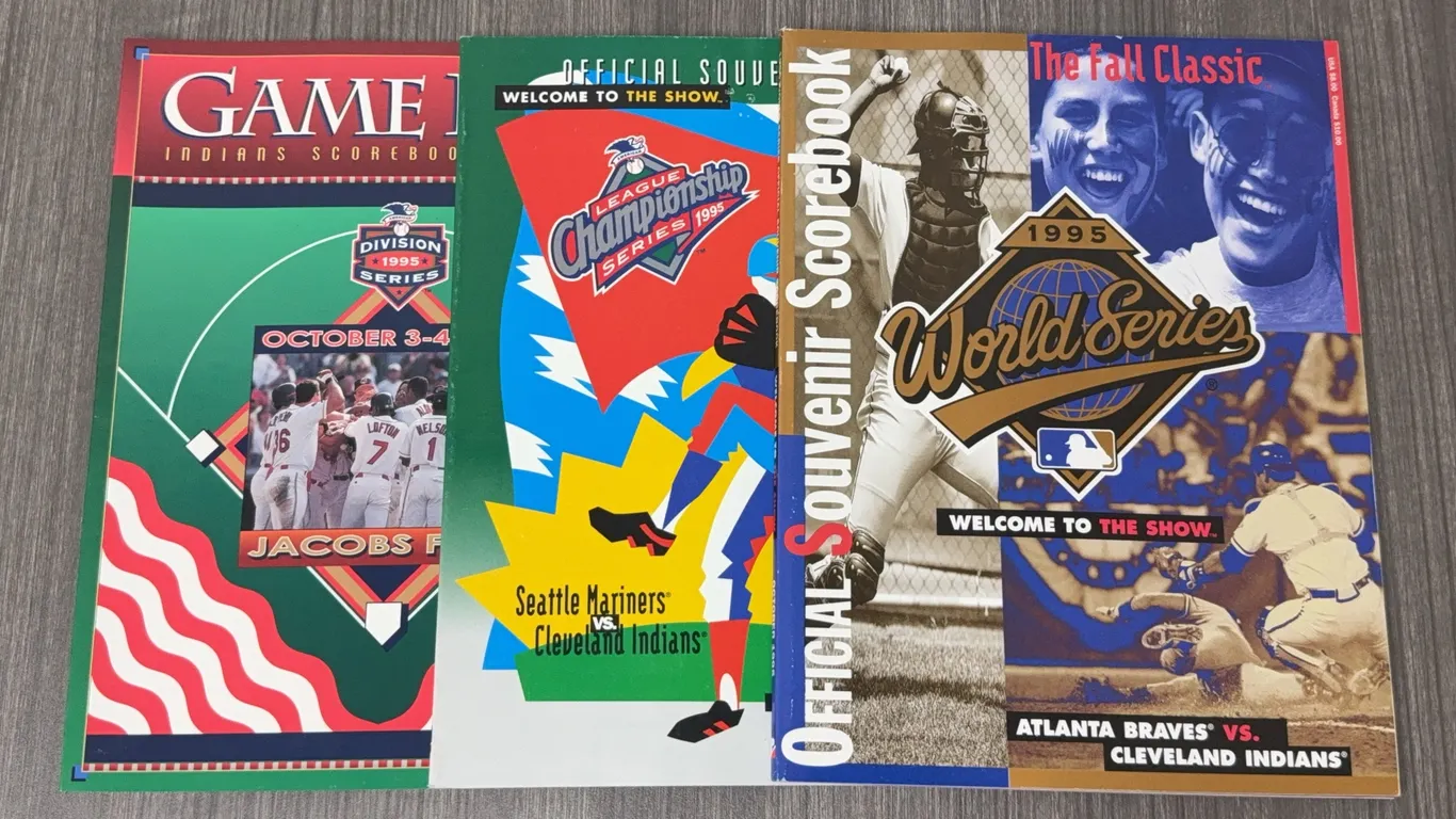 3 Vintage Cleveland Indians Post Season Programs