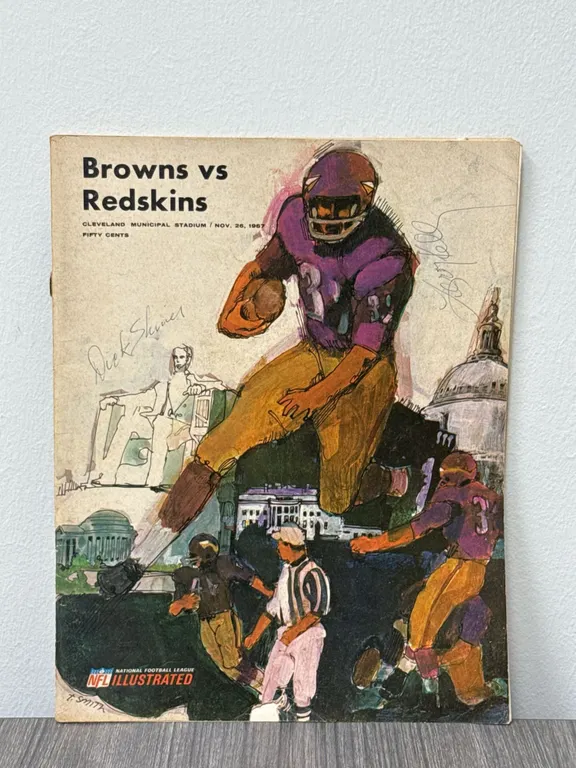 Vintage November 26, 1967 Cleveland Browns vs. Washington Redskins Program - Signed By Leroy Kelly &