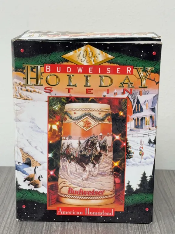 Vintage 1996 Budweiser American Homestead Holiday Stein w/ Box