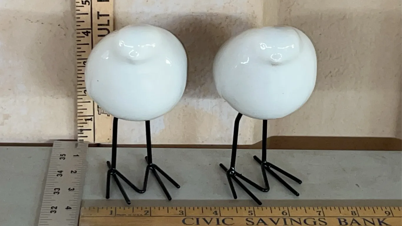 2 Ceramic Birds 5.5" Tall