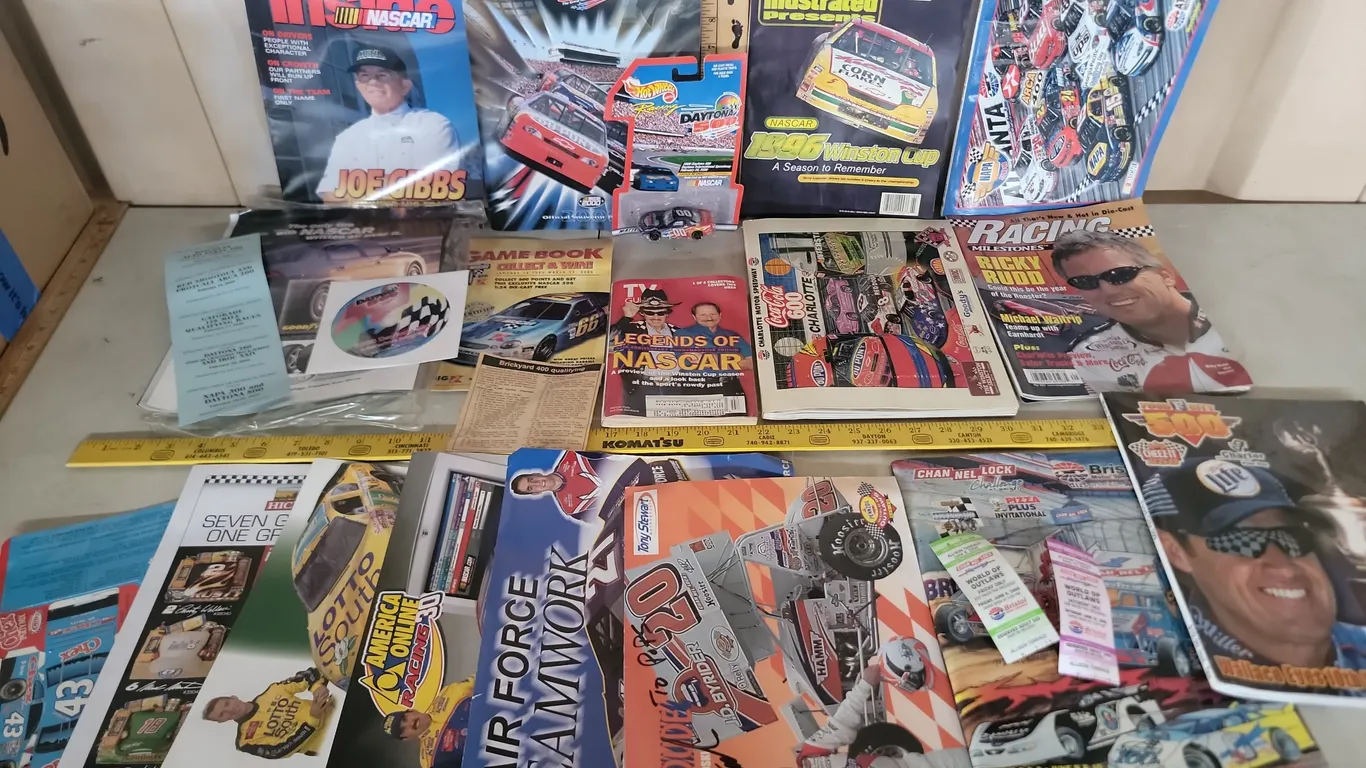 Assorted Vintage Nascar Programs & 1 Car
