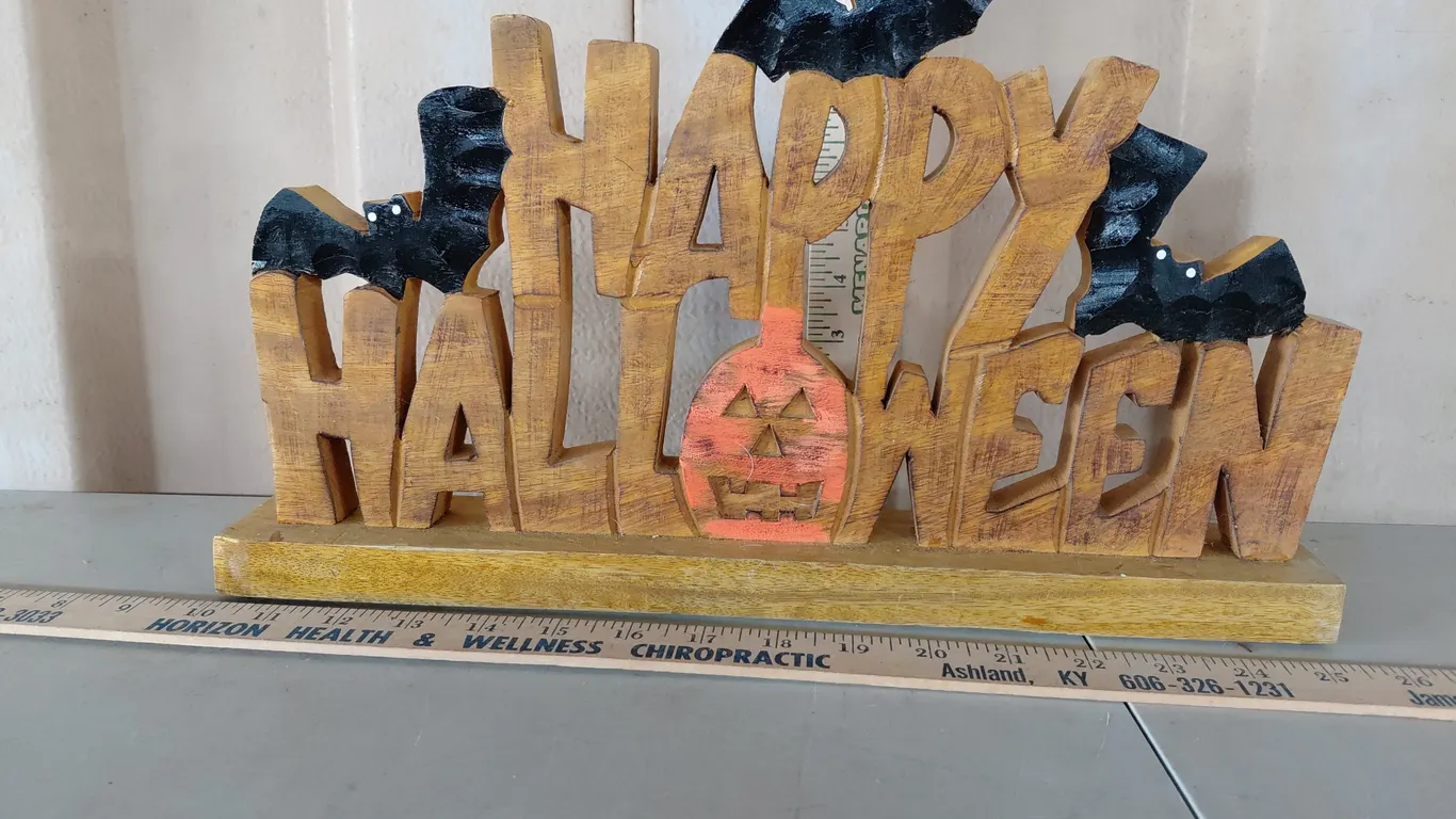Wooden Happy Halloween Decor 16"X2.25"X9.5"