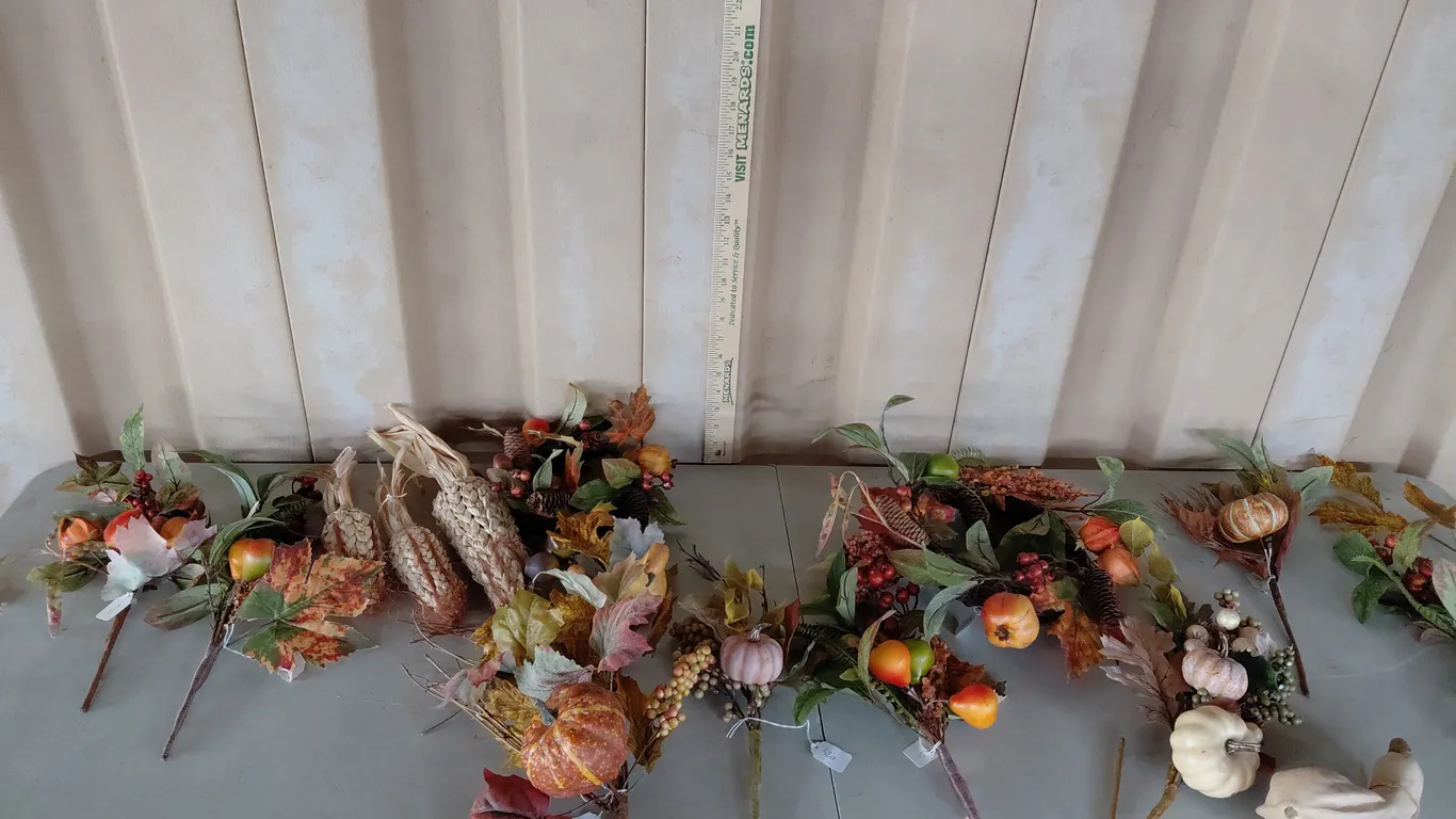 Artificial Fall Greenery, 2 Small Wreaths, Corn, Etc.