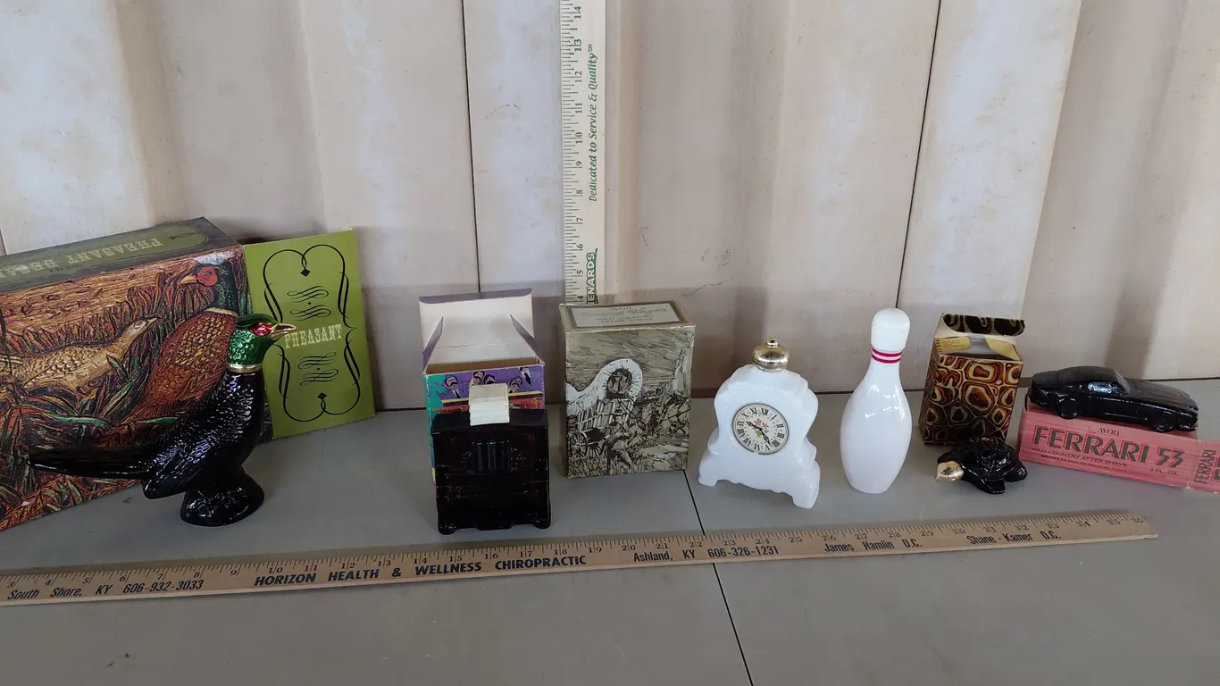 Assorted Vintage Avon Decanters In Boxes