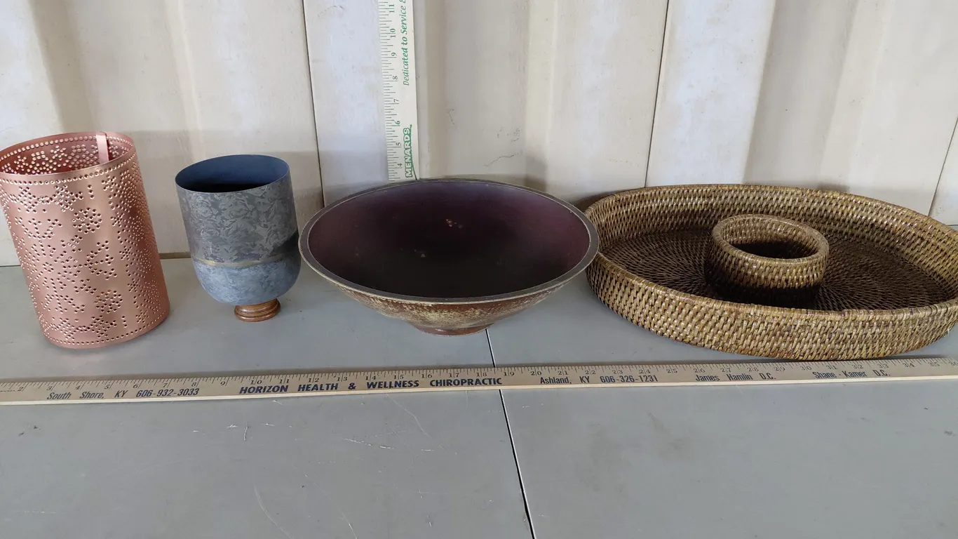 Wood Bowl, Metal Candle Holder, Basket Serving Tray, Etc.