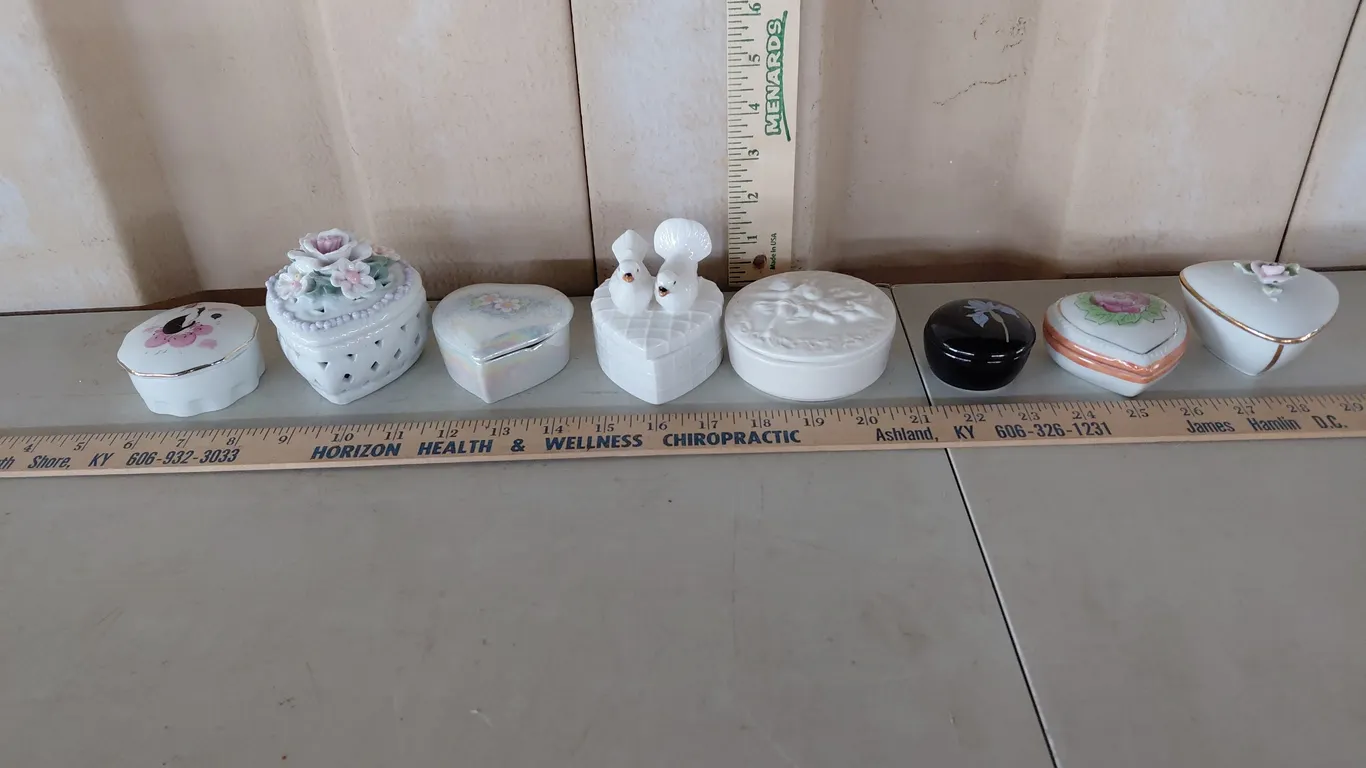 8 Vintage Porcelain Trinket Boxes