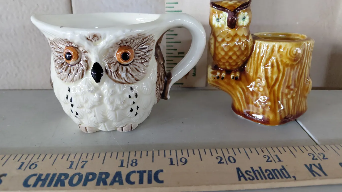 Vintage Ceramic Owl Toothpick Holder & Japan Creamer