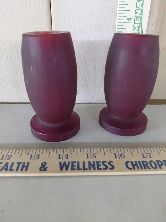 Vintage Frosted Ruby Red Glass Bud Vases/Candle Stick Holders