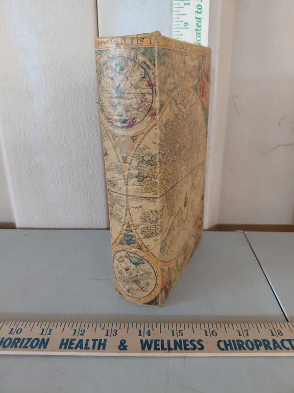 Wooden Hide-A-Way Book, Globe Pattern 5"X8.25"X1.75" Minor Scuffs