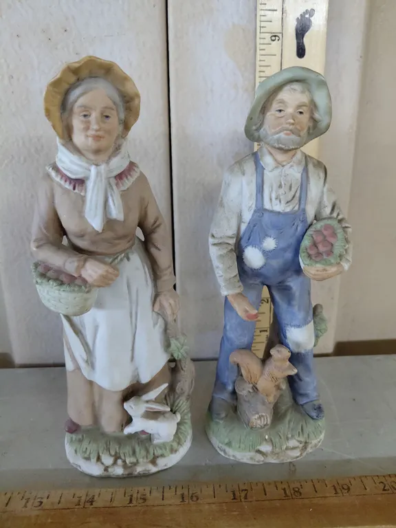 Vintage Homco Porcelain Man & Woman Figures 8" Tall