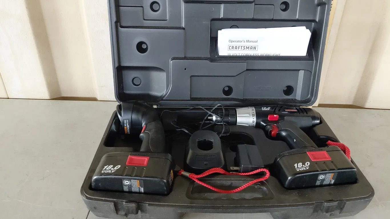 Craftsman 18V 3/8" Drill Driver, Worklight, Charger, 2 Batteries, & Carry Case