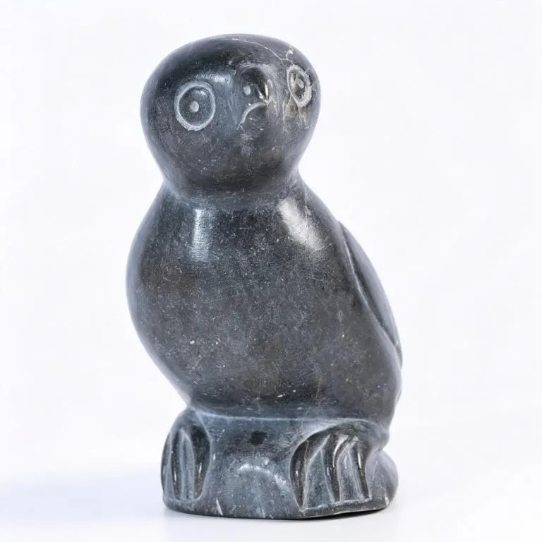 SIGNED MATHEWSIE SOAPSTONE OWL CARVING