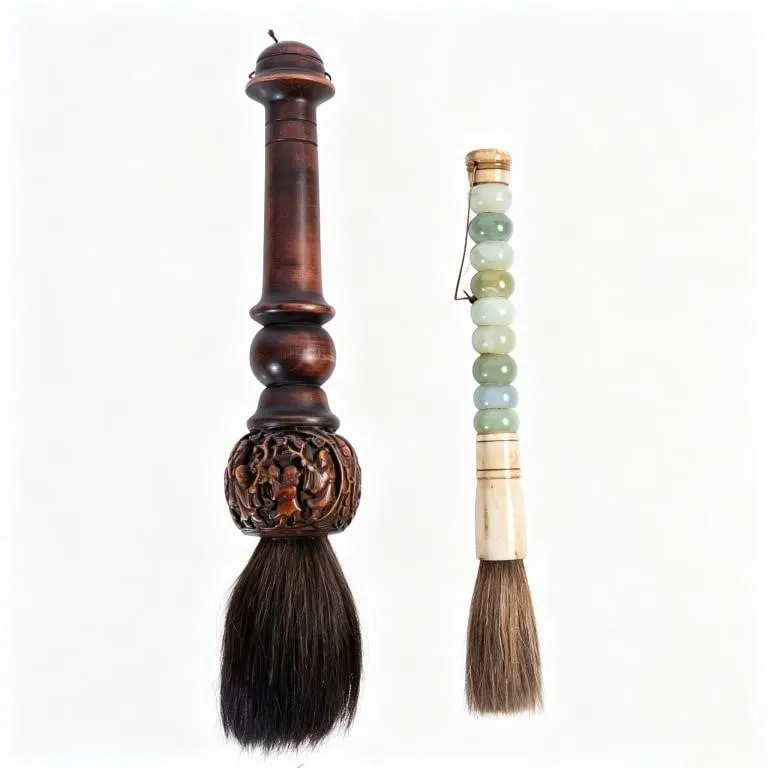 WOOD & JADE BEADED CALLIGRAPHY BRUSHES
