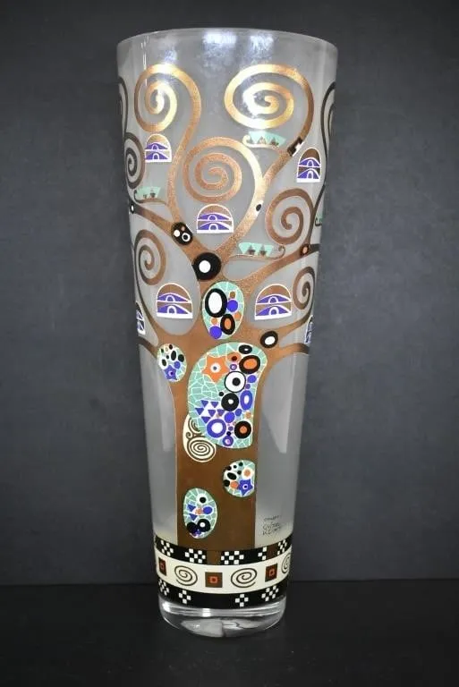 "TREE OF LIFE" FROSTED GLASS VASE