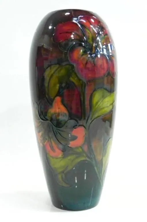 12" MOORCROFT FLAMBE HIBISCUS POTTERY VASE