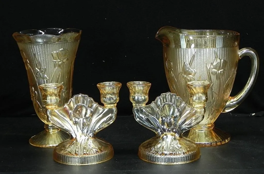 JEANNETTE GLASS CO. IRIS & HERRINGBONE TABLEWARE