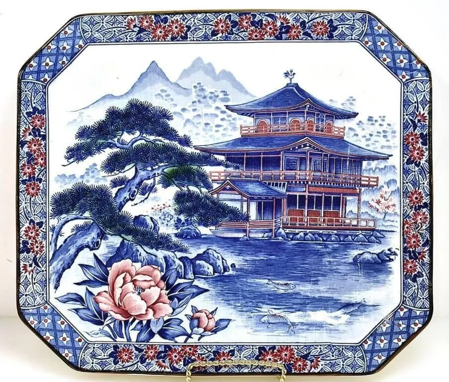 OCTAGONAL JAPANESE GARDEN SERVING PLATER