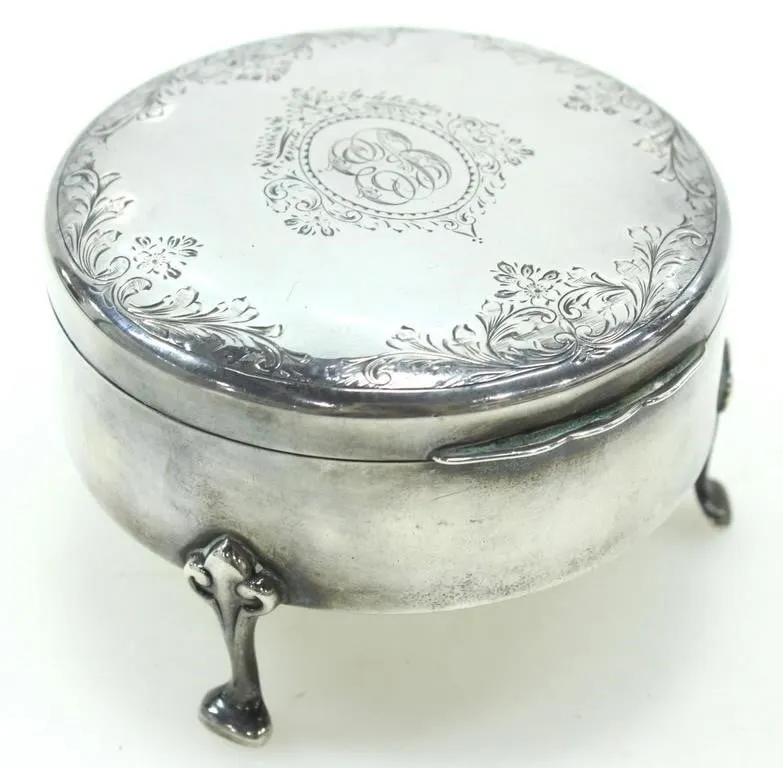 BIRKS STERLING TRI-FOOTED MONOGRAM RING BOX 187g