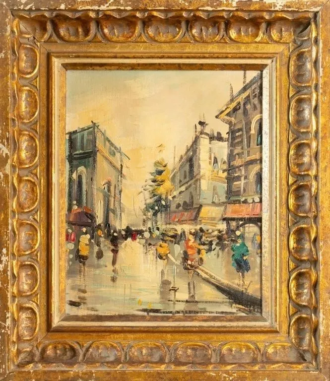 ANTONIO DEVITY 'CITY STREET SCENE' OIL ON CANVAS