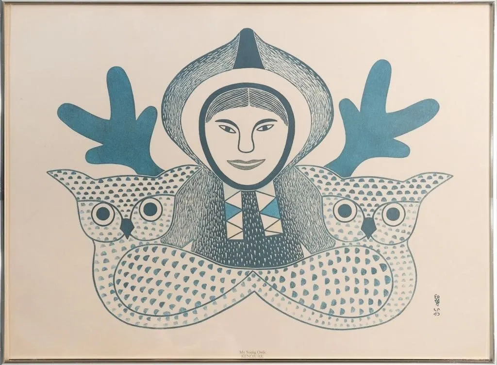 KENOJUAK "MY YOUNG OWLS" OFFSET PRINT