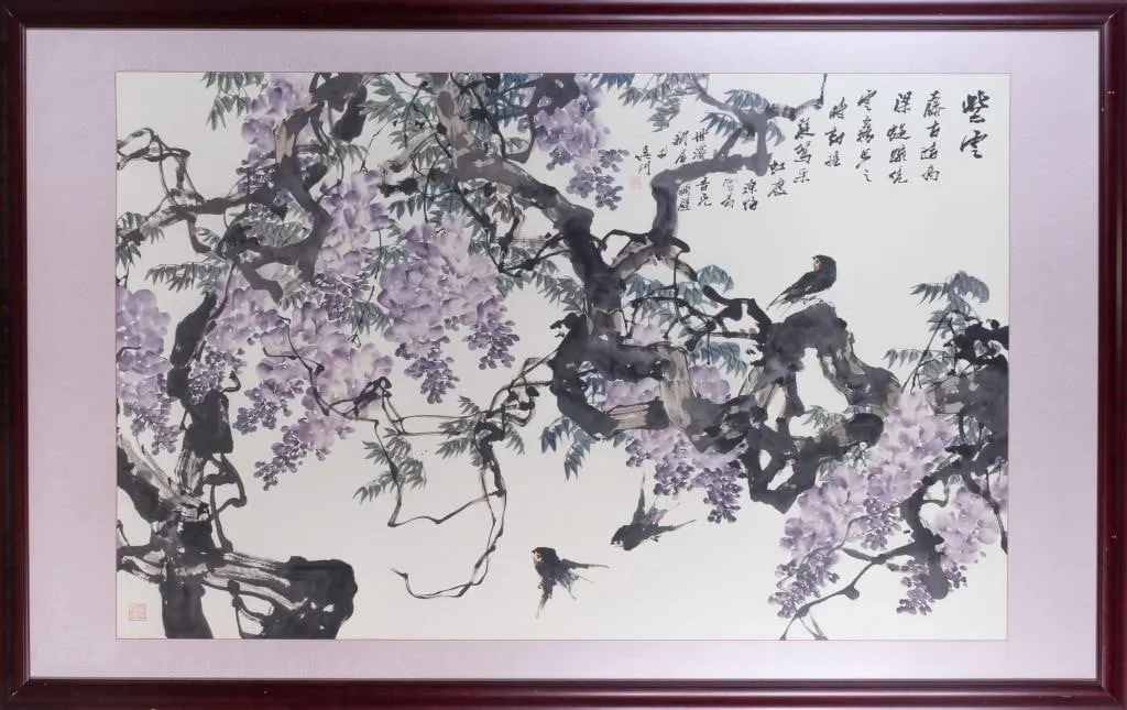 XU YUANSHAO WISTERIA AND MYNAH BIRDS