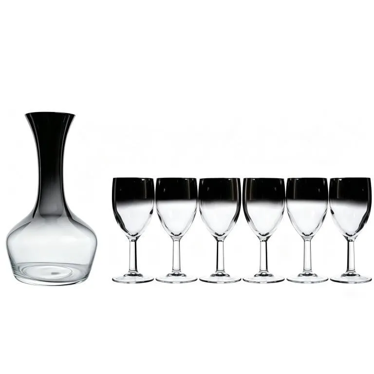 MCM SILVER OMBRE GLASS STEMMED GLASSES & CARAFE