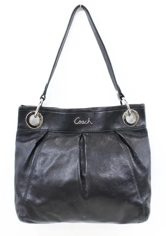COACH ASHLEY F17605 BLACK LEATHER HANDBAG+DUSTBAG