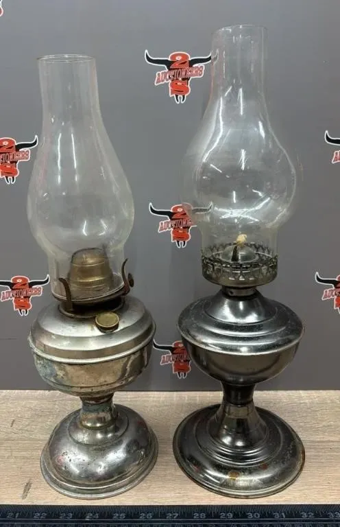2 Asst. Oil Lamps. Rough Shape. *NO SHIPPING