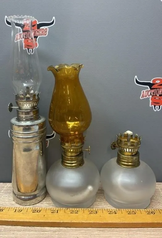3 Miniature Decorative Oil Lamps.