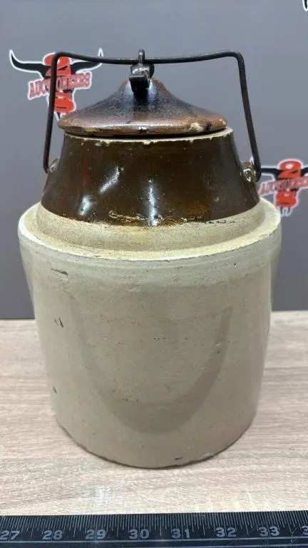 Brown Top Pickle Crock w/Lid. *NO SHIPPING