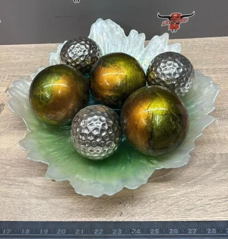 13� Glass Centerpiece Bowl w/Decor Balls.