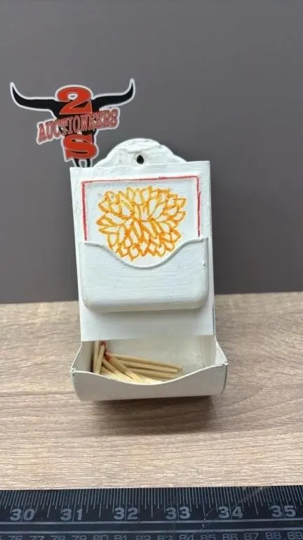 Vintage Tin Matchbox Holder.