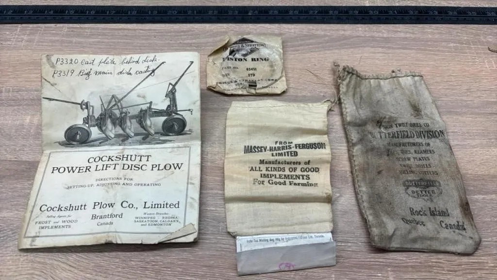 2 Vintage Cloth Mini Bags Piston Rings, Cockshutt