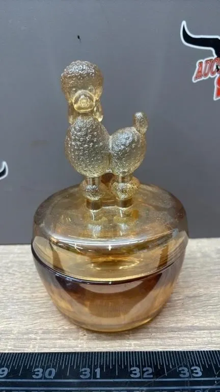 Jeannette Glass Poodle Powder Dish. *SC
