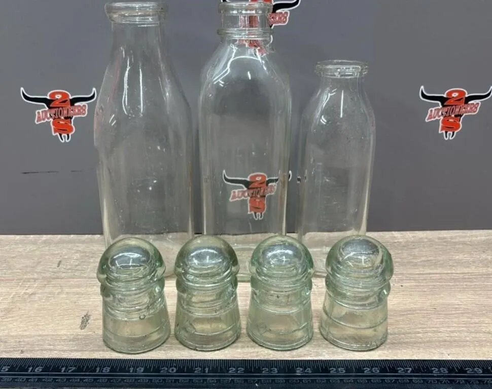 Glass Milk Bottles & Insulators.