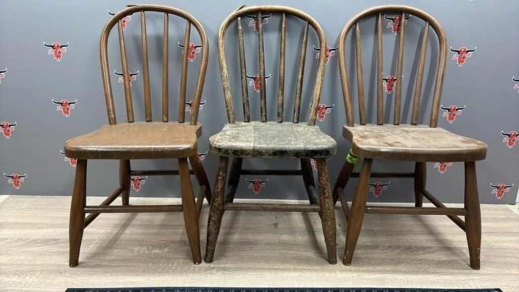 3 Wooden Children's Chairs. Some Split Wood
